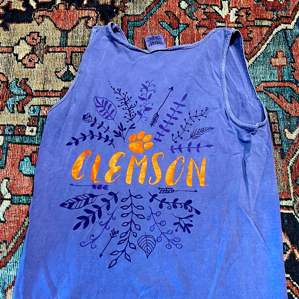 Comfort colors Clemson tank top purple size small
